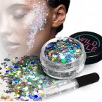 Cosmetic Glitter For Face, Body and Hair - Chunky Silver Holographic Glitter Mix - Versatile Festival Accessories, Rave Glitter and Beauty Makeup - Includes Long Lasting Fix Gel So You Can Shimmer Str