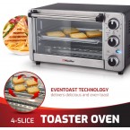 Toaster Oven 4 Slice, Multi-function Stainless Steel Finish with Timer - Toast - Bake - Broil Settings, Natural Convection - 1100 Watts of Power, Includes Baking Pan and Rack by Mueller Austria