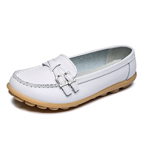 Original LINGTOM Casual Leather Loafers Driving Moccasins Flats Shoes for Women sale in UAE