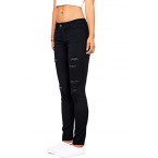 Women's Hight Waisted Butt Lift Stretch Ripped Skinny Jeans Distressed Denim Pants (US 2, Black 16)