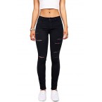 Women's Hight Waisted Butt Lift Stretch Ripped Skinny Jeans Distressed Denim Pants (US 2, Black 16)