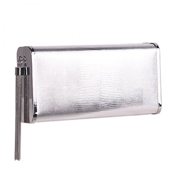 Buy Sparkly Silver Clutch Purse Handbag with Metal Tassel for Women Online in UAE