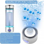 LevelUpWay - Glass Hydrogen Generator Water Bottle SPE PEM Technology Water Ionizer