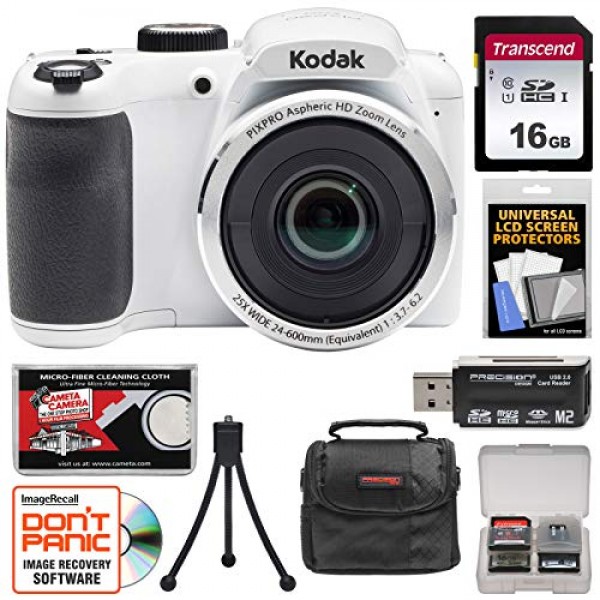 BUY KODAK PIXPRO AZ252 ASTRO ZOOM DIGITAL CAMERA (WHITE) WITH 16GB CARD + CASE + TRIPOD KIT IMPORTED FROM USA