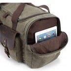 UNISACK Weekender Duffle Bag Canvas Leather Travel Luggage Oversized Holdalls, Army Green