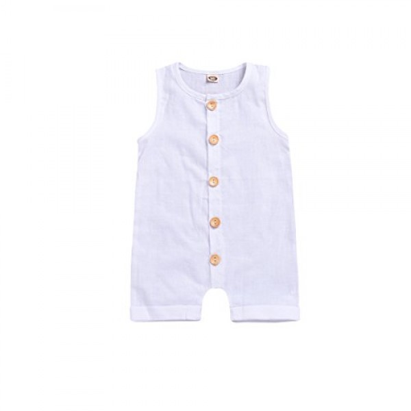 xiaoreddou baby solid white rompers kids sleeveless jumpsuits one cotton clothing shop online in UAE