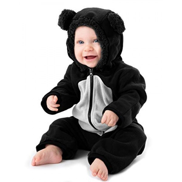 funzies baby bunting fleece hooded romper bodysuit bearblack shop online in UAE