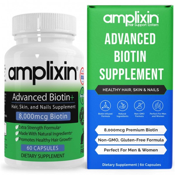 Buy Amplixin Advanced+ Biotin Supplement - Hair Vitamins For Faster Hair Growth, Stronger Nails & Clearer Skin in UAE