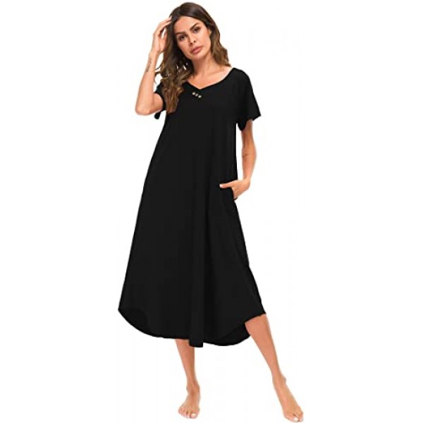 Yozly Nightgown Womens Cotton Knit Long Sleepwea..