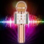 Wireless Bluetooth Karaoke Microphone,3-in-1 Portable Handheld karaoke Mic Home Party Birthday Speaker Machine for iPhone/Android/iPad/Sony, PC and All Smartphone(Rose Gold)