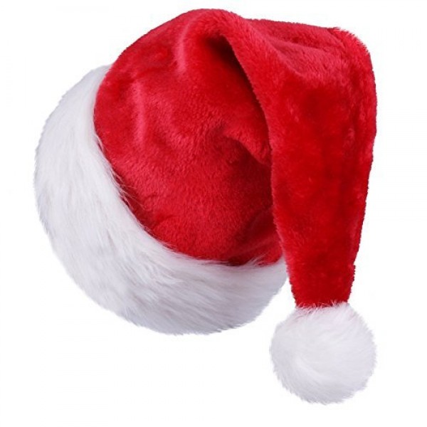 Buy Christmas Hat for Child Extra Thicken Red and White Plush Santa Hat sale online in UAE