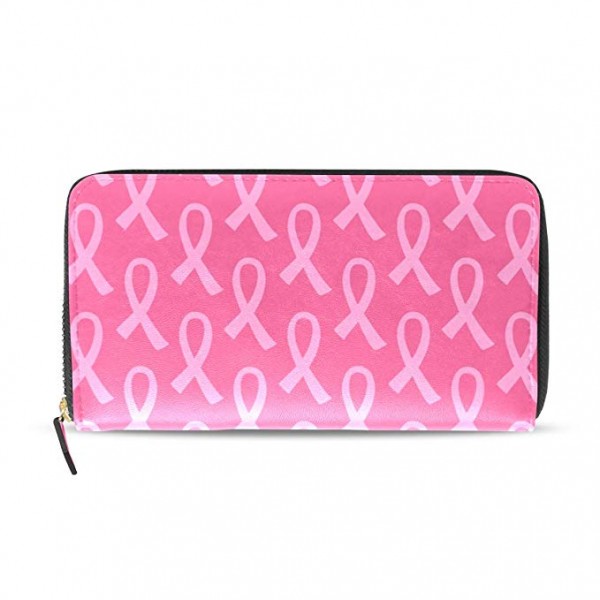 BUY WALLET CLUTCH PINK RIBBON PATTERN - ORGANIZER CARD HOLDER PURSE, COTIME PU LEATHER HANDBAG FOR MEN WOMEN IMPORTED FROM USA