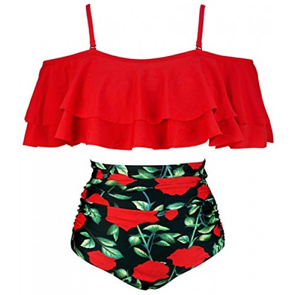 Red Rose Floral Swimsuit by COCOSHIP online in UAE