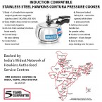 Hawkins Contura Stainless Steel Pressure Cooker For Induction, Gas And Electric Stoves (1.5 Liter)