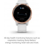 Garmin 010-02172-21 Vivoactive 4S, Smaller-Sized GPS Smartwatch, Features Music, Body Energy Monitoring, Animated Workouts, Pulse Ox Sensors, Rose Gold with White Band