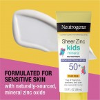 Neutrogena Sheer Zinc Oxide Kids Mineral Sunscreen Lotion, Broad Spectrum SPF 50+ with UVA/UVB Protection, Water-Resistant for 80 Minutes, Paraben-, Dye-, Fragrance