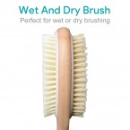 Shower Body Exfoliating Brush，Bath Back Cleaning Scrubber with Upgrade Long Bamboo Handle，Dry or Wet Skin Exfoliator Brush with Soft and Stiff Bristles Back Washer for Men Women