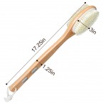 Shower Body Exfoliating Brush，Bath Back Cleaning Scrubber with Upgrade Long Bamboo Handle，Dry or Wet Skin Exfoliator Brush with Soft and Stiff Bristles Back Washer for Men Women