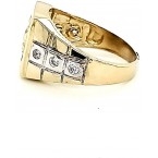 Real 10K Solid Yellow Gold Mens Scorpio Style Square Ring With CZ