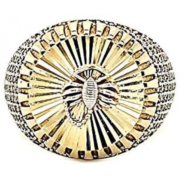 Real 10K Solid Yellow Gold Mens Scorpio Style Round Ring With CZ