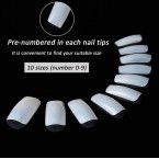 500 Pcs False Acrylic nails Full Cover French Artificial Nails Tip 10 Sizes with Box (natural)