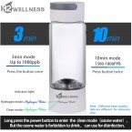 H2Wellness - Hydrogen Water Bottle Machine Generator SPE PEM Advanced Technology, Vent With Inhaler Adapter (White - Borosilicate)