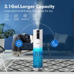 LACIDOLL, 2.1Gal/8L Top Fill Humidifiers for Large Room, Quiet Cool Mist Ultrasonic Humidifiers for Bedroom Runs up to 24 Hours, Auto Shut-Off and Easy to Clean