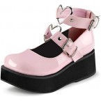 CYNLLIO Platform Pumps Harajuku Mary Jane Shoes Cute Lolita Shoes Heart Strap Shoes Goth Punk Ankle Shoes