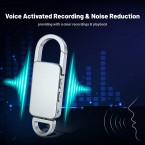 64GB Voice Recorder - Seanme Digital Voice Activated Recorder with Noise Reduction, Metal Casing Keychain Voice Sound Recorder for Lecture/Interview/Meeting, Recording Time 20Hrs & Playback Time 15Hrs