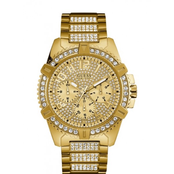 Gold-Tone Slim Mesh Diamond Watch