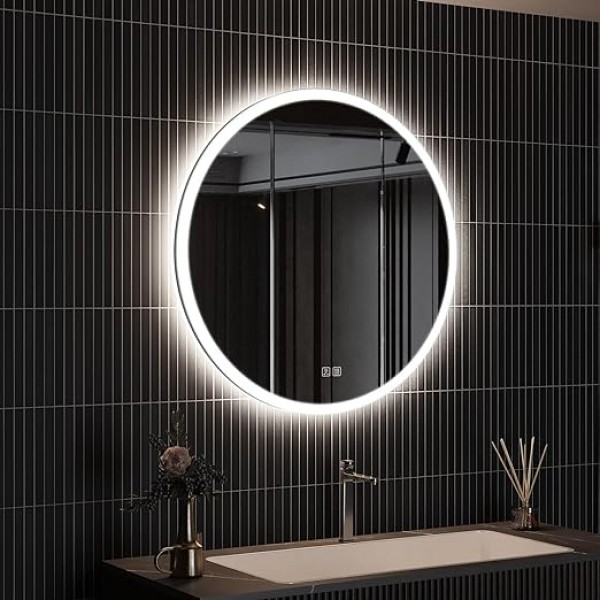 Roomtec 24" Round Led Bathroom Mirror, Wall..