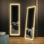 EDTEMI Full Length Mirror Lighted 63"x20" Floor Mirror LED Whole Body Mirror, Wall Mounted Hanging Mirror with Lights -Black